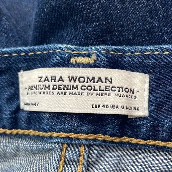 Zara Woman Cropped Buttonfly Hi Rise Blue Jeans. US Size 8. - Picture 11 of 13